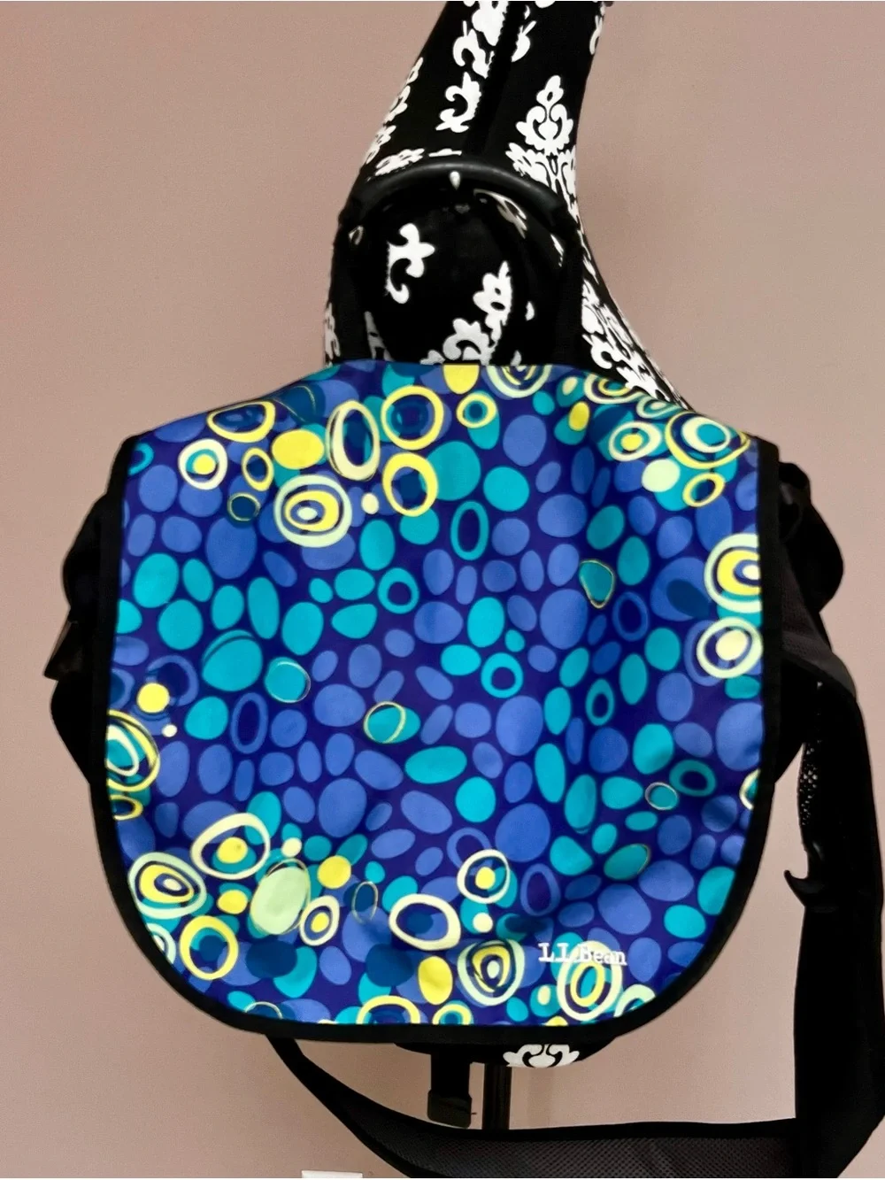L.L. BEAN Retro Bubble Print Messenger Bag - Vibrant & Durable!